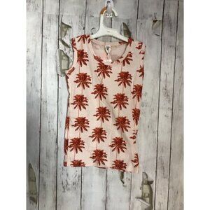 Kate Quinn Sleeveless Tank Top Size 7Y Dark Red Ivory Hawaiian Floral V Neck
